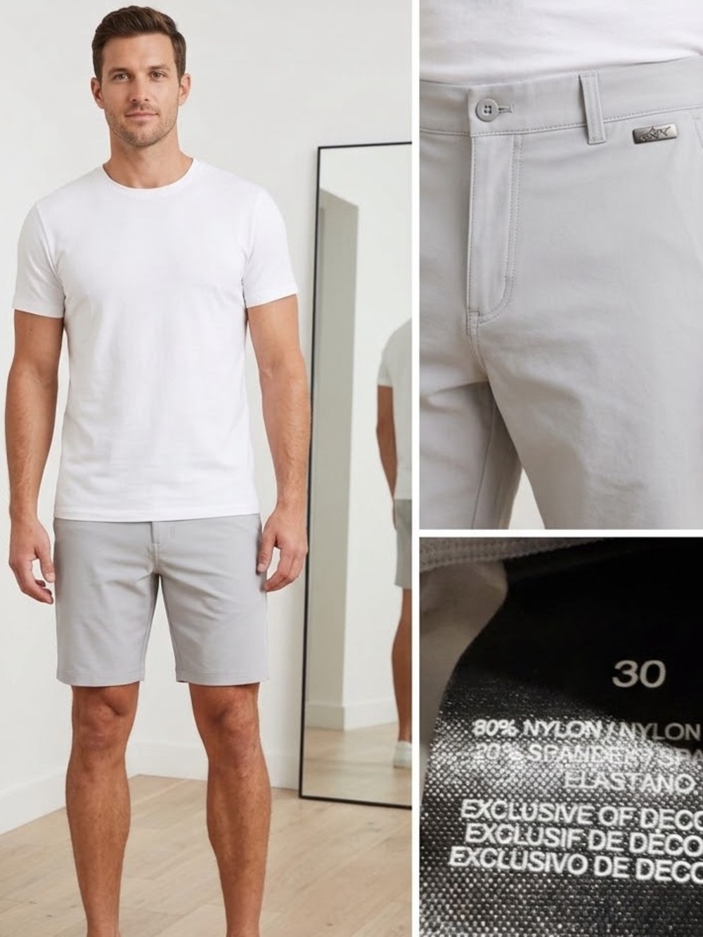 Greg Norman Collection Light Gray Flat-Front Performance Shorts